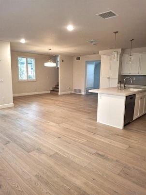 Interior, Kitchen, Pendant Lights, Recessed Lighting, Wood Texture Flooring