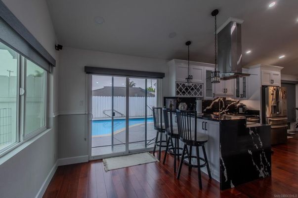 Interior, Kitchen, Pendant Lights, Recessed Lighting, Wood Texture Flooring