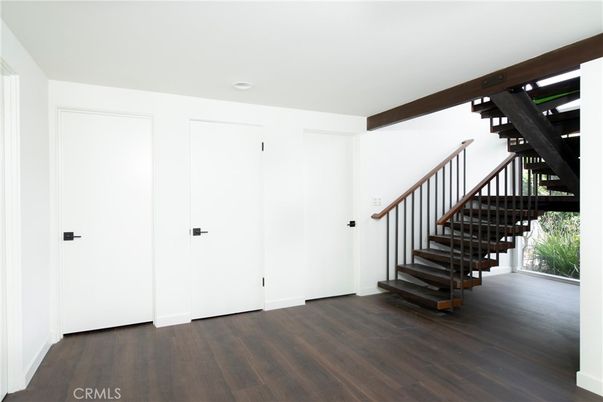 Empty room, Interior, Recessed Lighting, Wooden Beams, Wood Texture Flooring