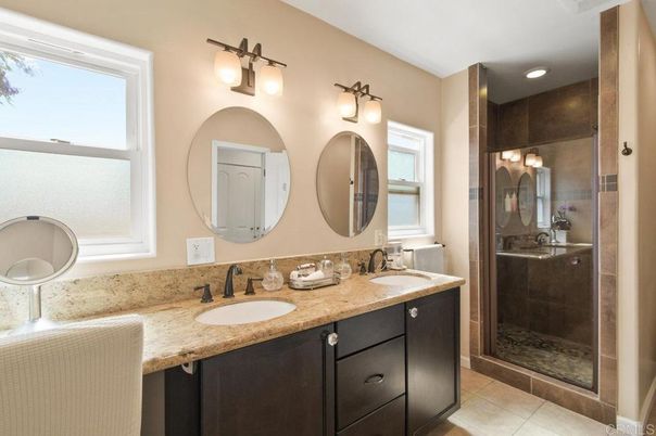 Bathroom, Dual Sink Vanities, Glass Shower, Interior, Recessed Lighting