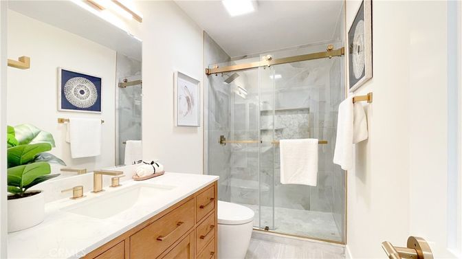 Bathroom, Glass Shower, Interior, Marble Walls
