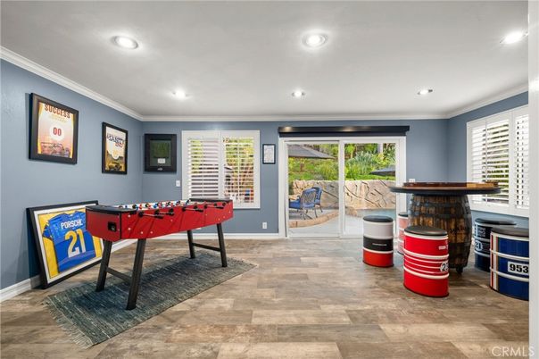 Game Room, Interior, Recessed Lighting, Wood Texture Flooring