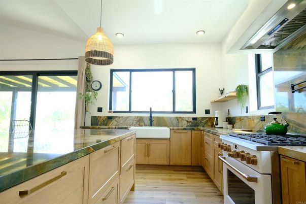 Interior, Kitchen, Pendant Lights, Recessed Lighting, Wood Texture Flooring