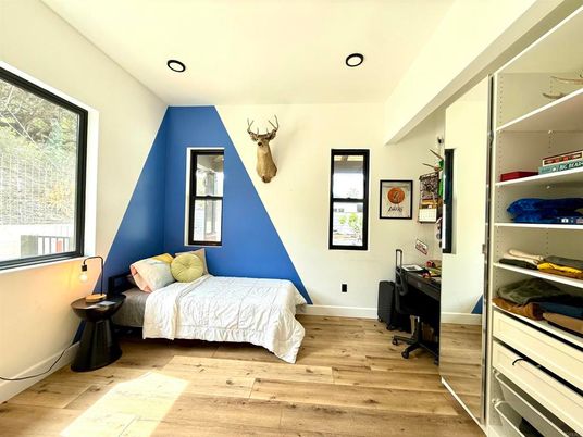 Bedroom, Home Office, Interior, Recessed Lighting, Wood Texture Flooring