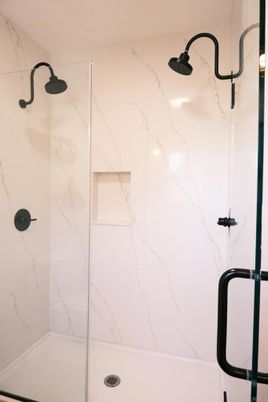 Bathroom, Glass Shower, Interior, Marble Walls