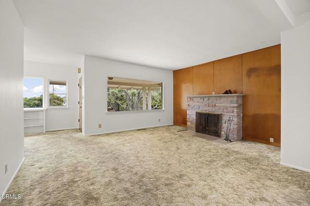 Empty room, Fireplace, Interior, Wooden Walls