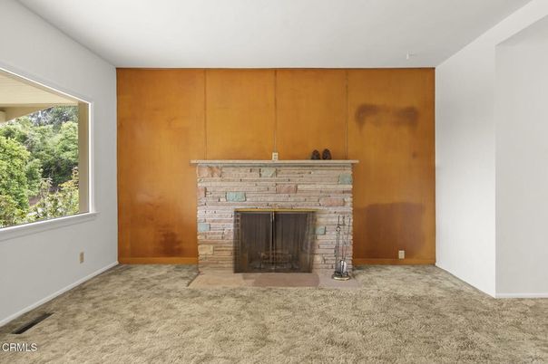 Empty room, Fireplace, Interior, Wooden Walls