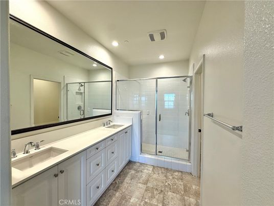 Bathroom, Dual Sink Vanities, Glass Shower, Interior, Recessed Lighting