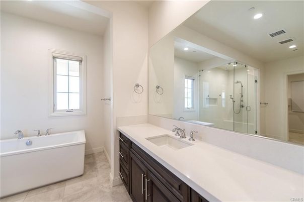 Bathroom, Dual Sink Vanities, Free Standing Baths, Glass Shower, Interior, Recessed Lighting