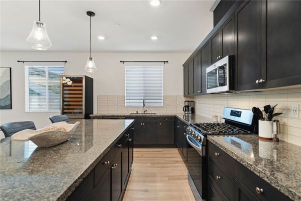 Interior, Kitchen, Pendant Lights, Recessed Lighting, Wood Texture Flooring
