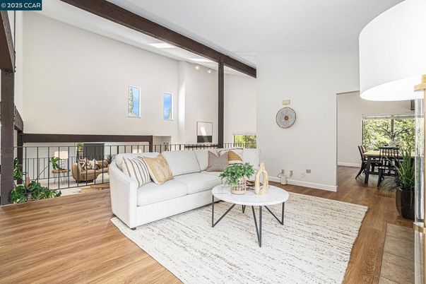 Dining room, Interior, Living room, Recessed Lighting, Wooden Beams, Wood Texture Flooring