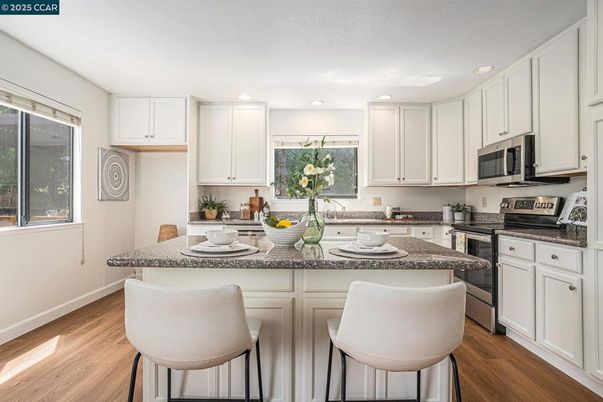 Interior, Kitchen, Recessed Lighting, Wood Texture Flooring