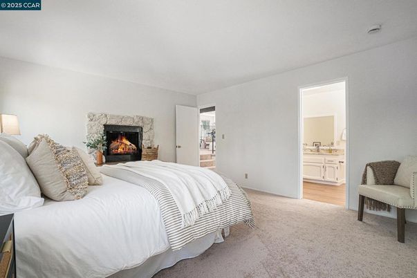 Bedroom, Fireplace, Interior