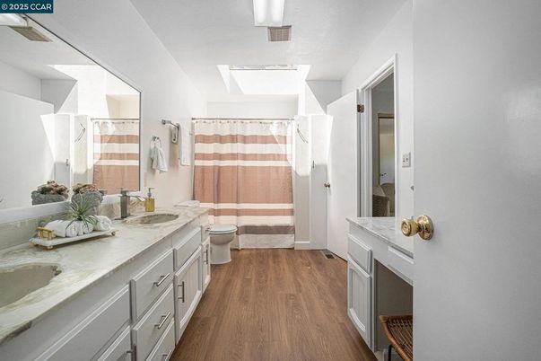 Bathroom, Dual Sink Vanities, Interior, Wood Texture Flooring