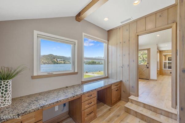 Interior, Recessed Lighting, Water, Wooden Beams, Wood Texture Flooring
