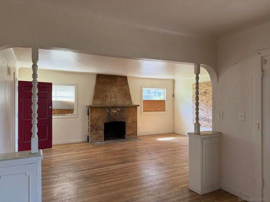 Empty room, Fireplace, Interior, Wood Texture Flooring