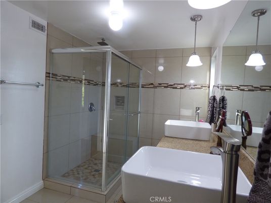 Bathroom, Glass Shower, Interior, Pendant Lights