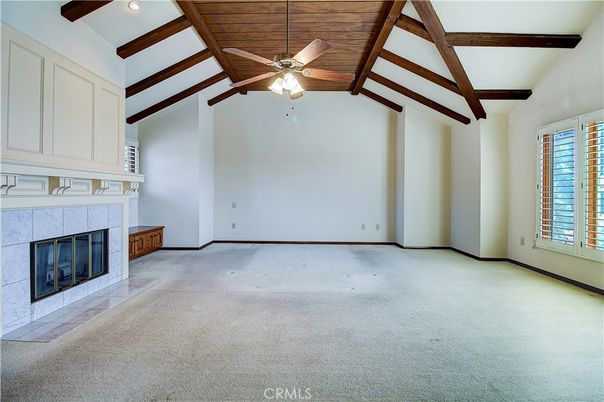 Empty room, Fireplace, Interior, Wooden Beams, Wooden Ceilings