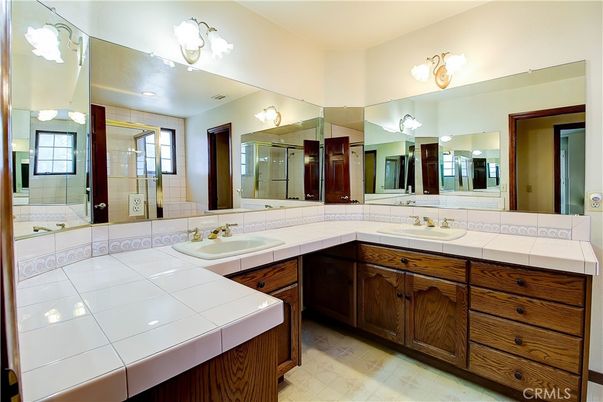 Bathroom, Dual Sink Vanities, Glass Shower, Interior, Tile Countertops