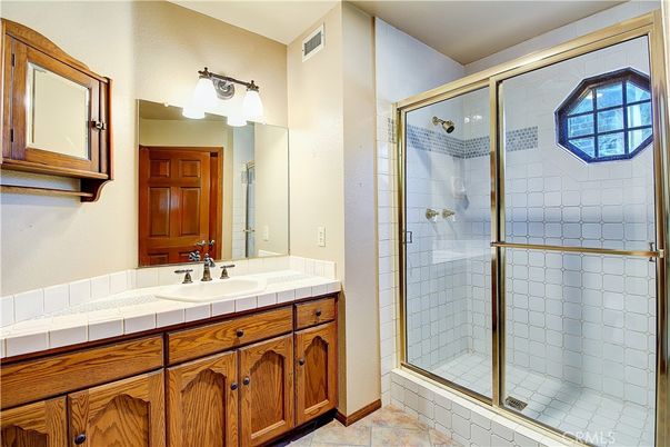 Bathroom, Glass Shower, Interior, Tile Countertops