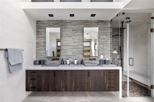 Bathroom, Dual Sink Vanities, Glass Shower, Interior