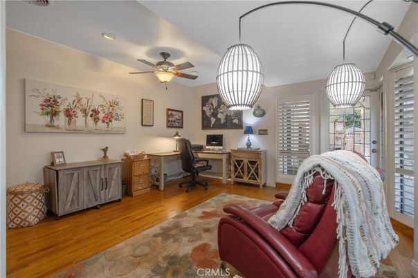 Home Office, Interior, Pendant Lights, Recessed Lighting, Wood Texture Flooring