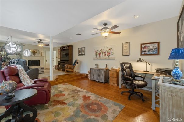 Home Office, Interior, Living room, Recessed Lighting, Wood Texture Flooring