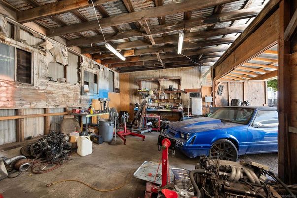 Garage, Interior, Stone Walls, Wooden Beams, Wooden Walls