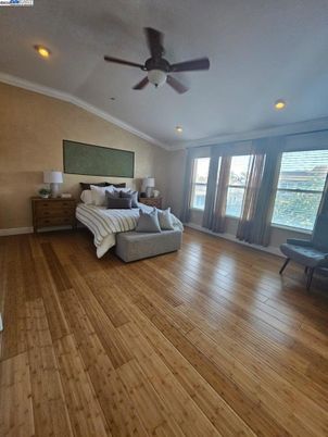 Bedroom, Interior, Living room, Recessed Lighting, Wood Texture Flooring