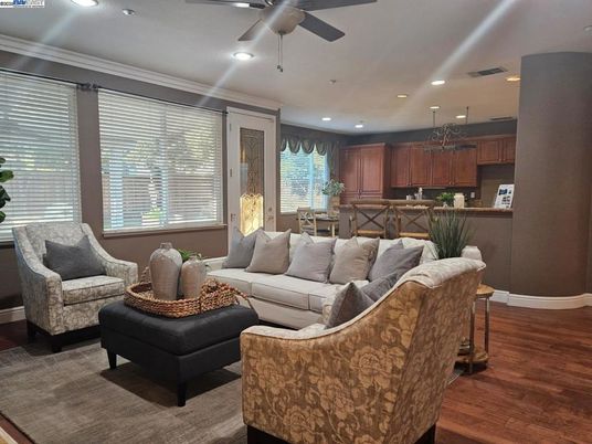 Dining room, Interior, Kitchen, Living room, Recessed Lighting, Wood Texture Flooring