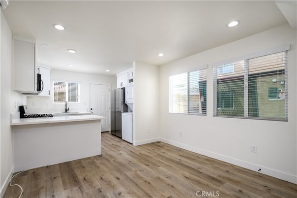 Interior, Kitchen, Recessed Lighting, Wood Texture Flooring
