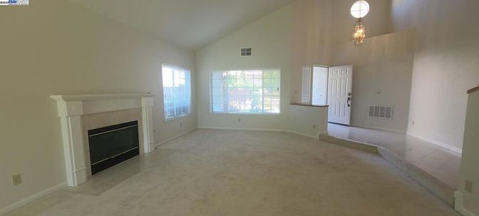 Empty room, Fireplace, Interior, Pendant Lights