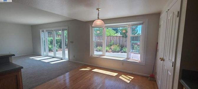 Empty room, Interior, Pendant Lights, Wood Texture Flooring