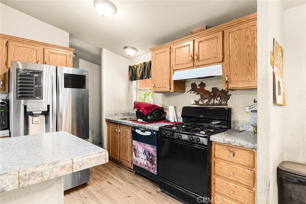 Interior, Kitchen, Stainless Steel Appliances, Wood Texture Flooring