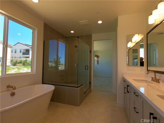 Bathroom, Dual Sink Vanities, Free Standing Baths, Glass Shower, Interior, Recessed Lighting