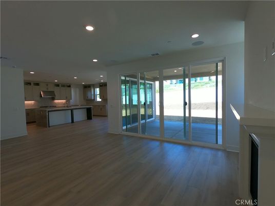 Empty room, Interior, Kitchen, Recessed Lighting, Wood Texture Flooring