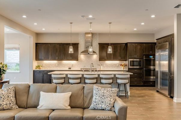 Interior, Kitchen, Living room, Pendant Lights, Recessed Lighting, Stainless Steel Appliances, Wood Texture Flooring