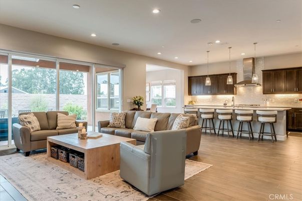 Interior, Kitchen, Living room, Pendant Lights, Recessed Lighting, Wood Texture Flooring
