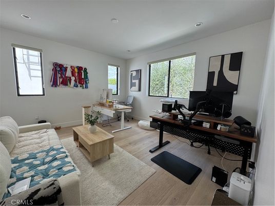 Home Office, Interior, Recessed Lighting, Wood Texture Flooring