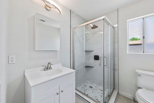 Bathroom, Glass Shower, Interior, Marble Walls