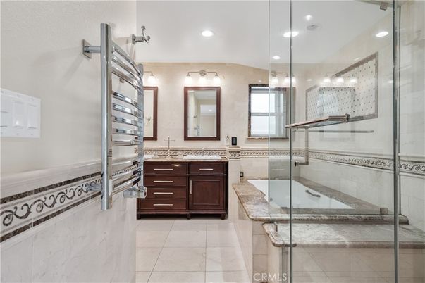 Bathroom, Dual Sink Vanities, Glass Shower, Interior, Recessed Lighting