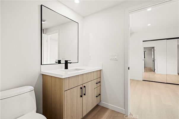 Bathroom, Interior, Recessed Lighting, Wood Texture Flooring