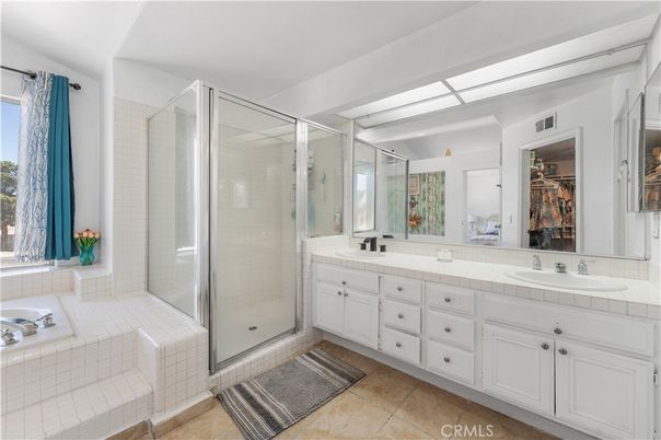 Bathroom, Dual Sink Vanities, Glass Shower, Interior, Tile Countertops