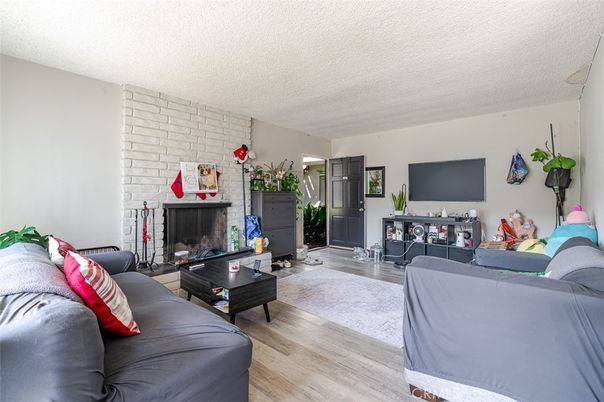 Fireplace, Interior, Living room, Stone Walls, Wood Texture Flooring