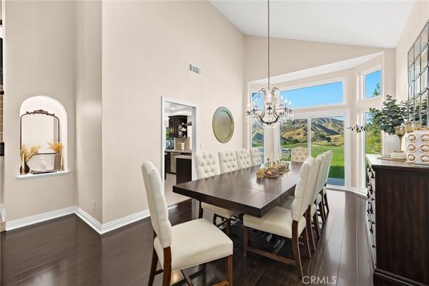 Chandelier, Dining room, Interior, Wood Texture Flooring