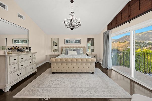 Bedroom, Chandelier, Interior, Wood Texture Flooring