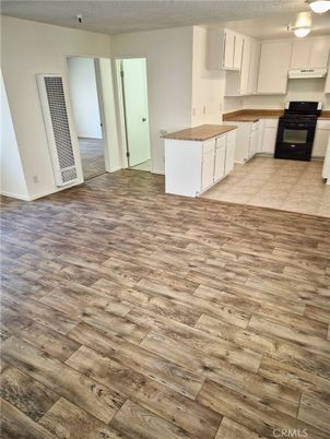 Empty room, Fireplace, Interior, Kitchen, Wood Texture Flooring
