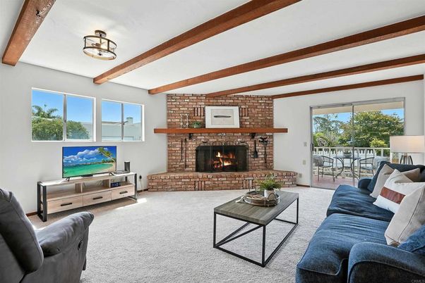 Fireplace, Interior, Living room, Stone Walls, Wooden Beams