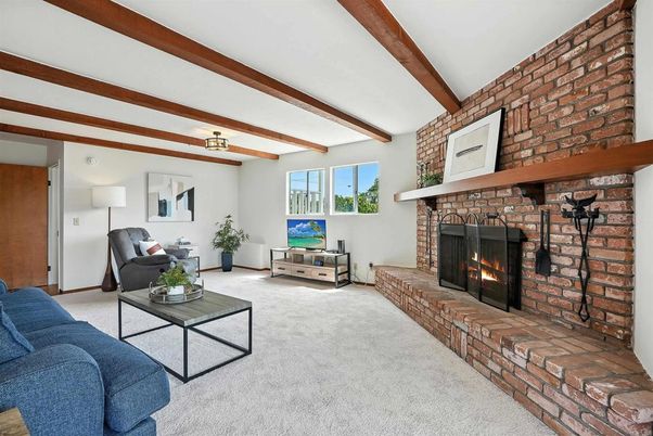 Fireplace, Interior, Living room, Stone Walls, Wooden Beams