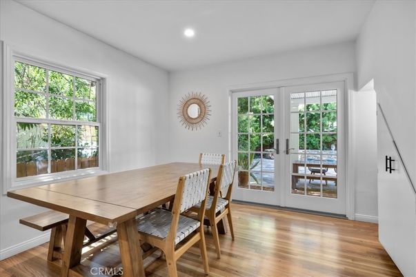 Dining room, Interior, Recessed Lighting, Wood Texture Flooring